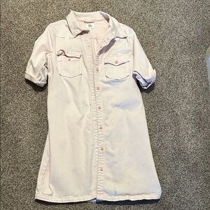 Light Pink Button-Front Shirt Dress